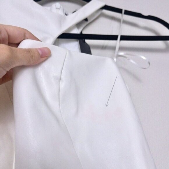 NWT Ceren Ocak x REVOLVE Vegan Leather One Shoulder Cutout Bodysuit S White - Picture 7 of 14